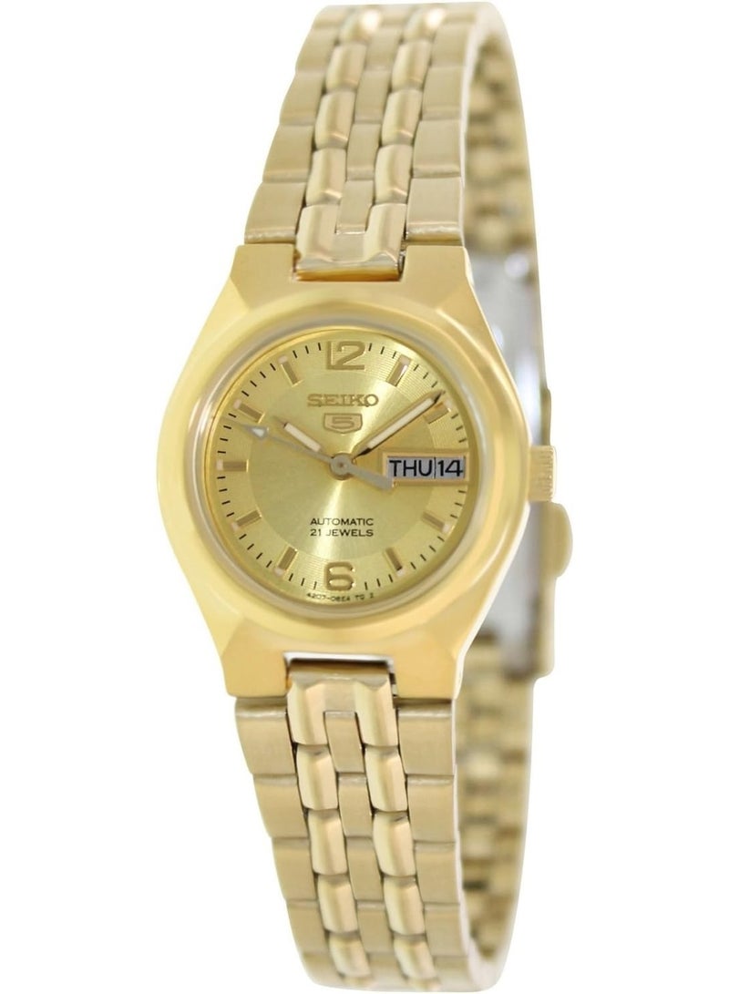Seiko 5 Automatic Women’s Watch SYMK36K1, 24 mm Gold Dial, Gold‑Tone Stainless Steel Case & Bracelet, 30 m WR - Image 1