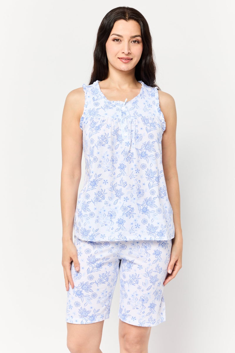 Celestial Dreams Women 2 Pcs Floral Print Top And Short Sleepwear Set, Multicolor - Image 3