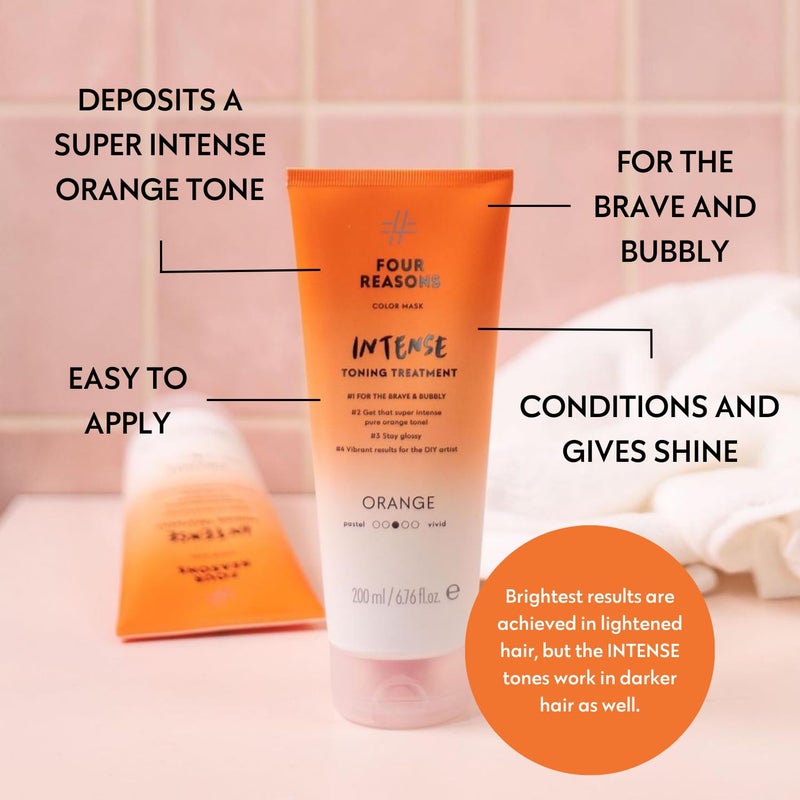 FOUR REASONS Color Mask INTENSE - Orange, 6.76 fl oz - Intensive Toning Treatment - Color Depositing Conditioner - Semi Permanent Hair Dye for Lightened and Colored Hair - 100% Vegan - Image 4