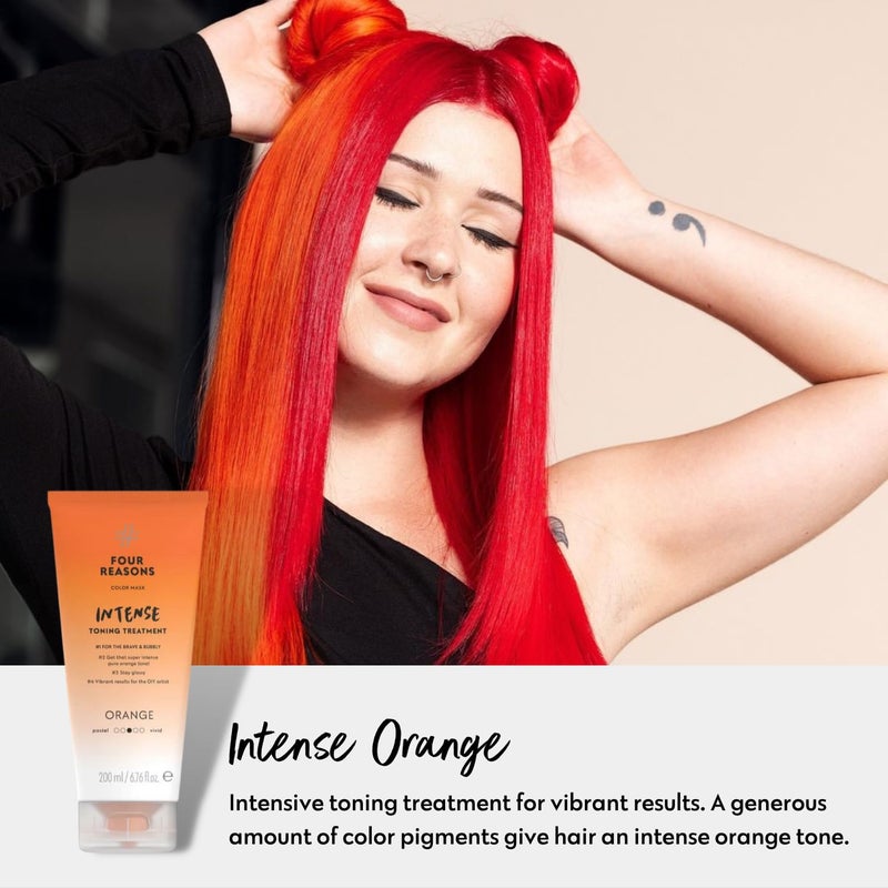 FOUR REASONS Color Mask INTENSE - Orange, 6.76 fl oz - Intensive Toning Treatment - Color Depositing Conditioner - Semi Permanent Hair Dye for Lightened and Colored Hair - 100% Vegan - Image 2