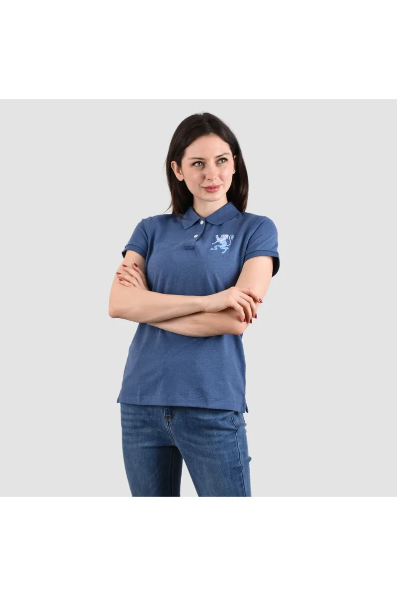 GIORDANO Women's Blue Slim Fit Polo Shirt