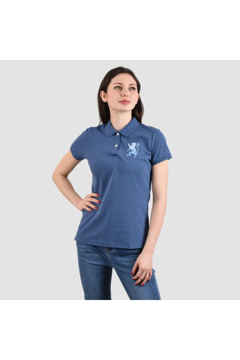 GIORDANO Women's Blue Slim Fit Polo Shirt