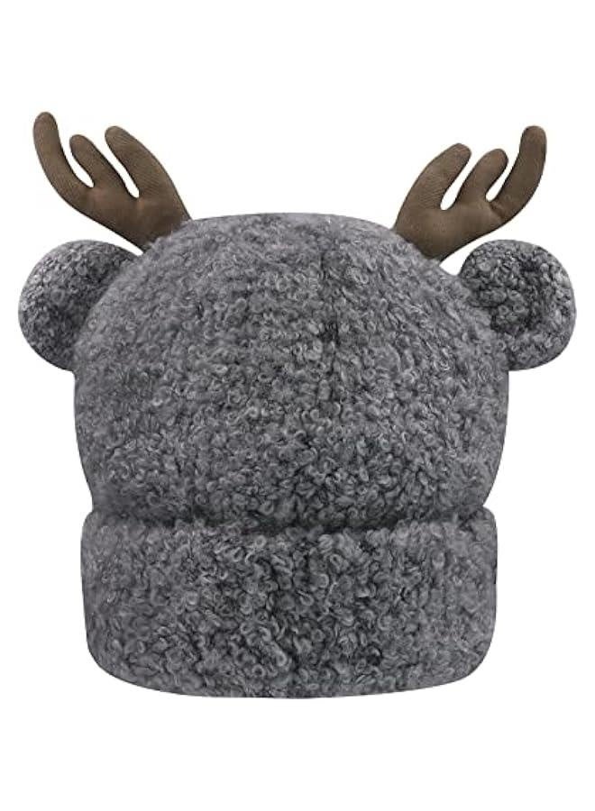 Cute Reindeer Moose Hat Winter Warm Knitted Beanie Cap  Antler Beanie Ski Skull Cap for Women Men - Image 5