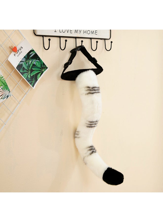 Simulation Tiger Tail Plush Doll Little Lion Dinosaur Giraffe Belt Toy Children's Gift Show Props-Specifications:25cm-Color:White Tiger Tail  - Image 1