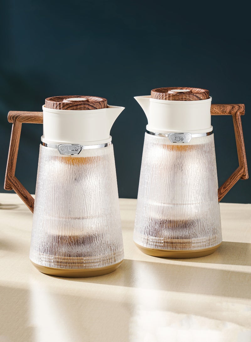 Royal Camel Royal Camel Blizzard Two-Piece Thermos Set 1L+1L Wooden Silver/Beige