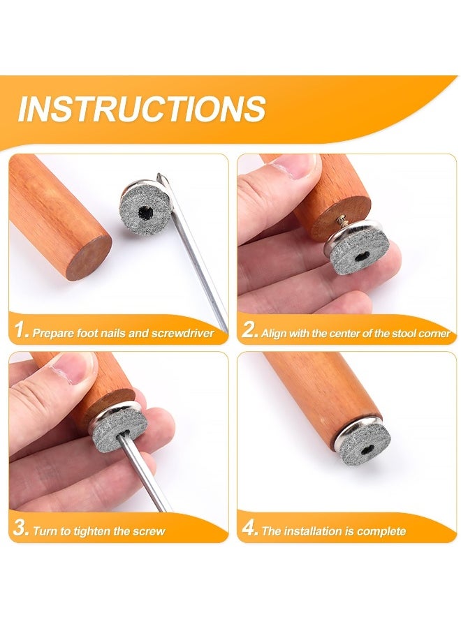 Generic Felt Glide Screws 50 Pcs 22mm Diameter Felt Pads for Furniture Feet Round Chair Leg Pads Nail,on Slider for Wooden Furniture Stools Table Leg Feet  - Image 3