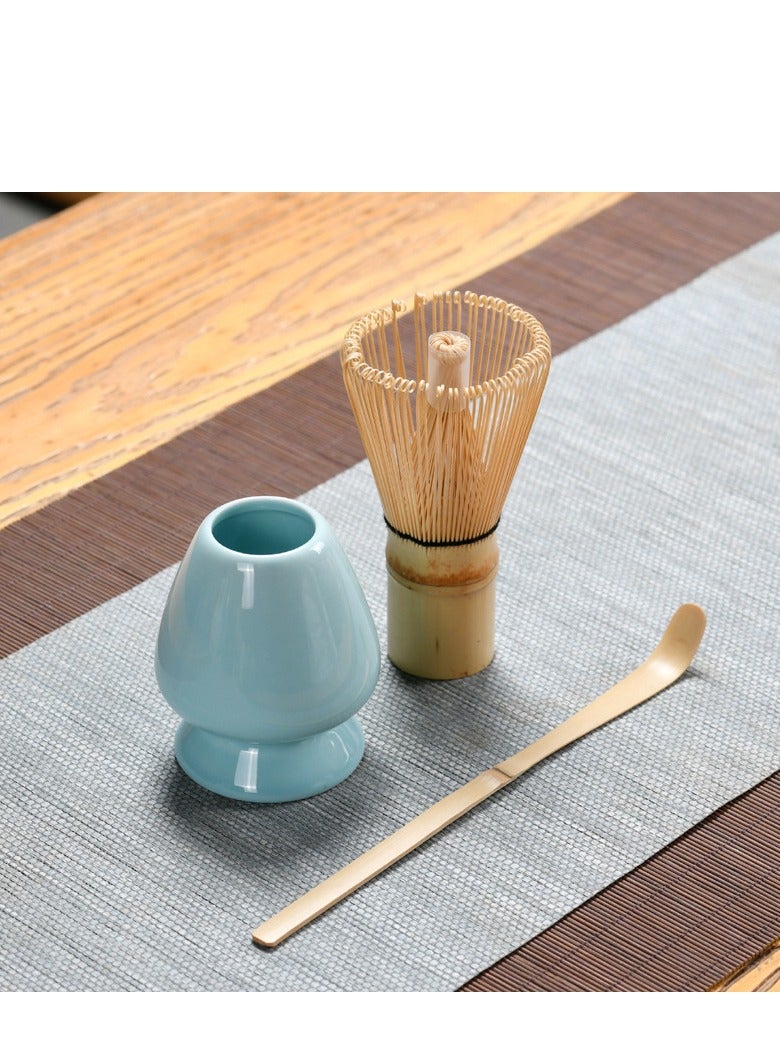 إسكدنيا طقم شاي تقليدي | حامل سيراميك لشاي الماتشا الأخضر المصنوع من الخيزران - صندوق هدايا | أفضل الملحقات الأصلية لحفل شاي الماتشا الأخضر (أزرق فاتح) - Image 1