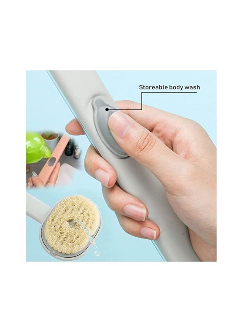 سبيس شوب فرشاة تنظيف وتدليك الحمام بمقبض طويل مع موزع صابون وفرشاة للجسم ومنظف خلفي قابل للتخزين وغسيل الجسم وفرشاة حمام وتنظيف فرشاة التدليك - Image 4