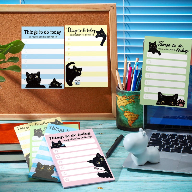 Geyee 4 Pads Cat Sticky Notes 4" x 6" Funny Animal Sticky to Do Notepad Cat Lover Gifts for Kitten Cute Animal Office School Decor, 200 Sheets - Image 4