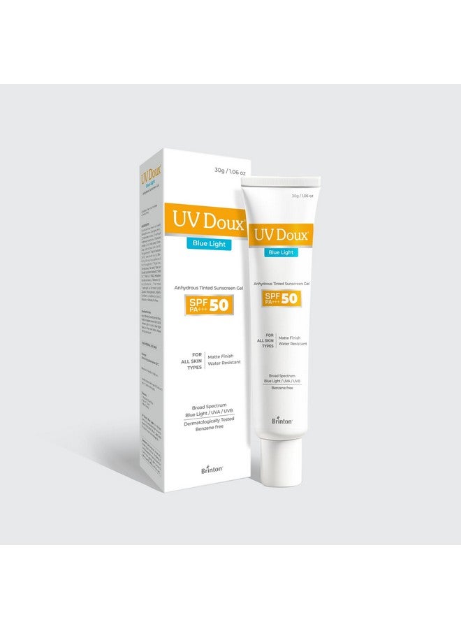 Brinton جل واقي من الشمس برينتون يو في دوكس بلون أزرق SPF 50 PA+++ UVA/UVB للرجال والنساء | لمسة نهائية غير لامعة ومقاوم للماء | لجميع أنواع البشرة، 30 جرام - Image 1