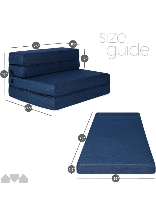 Zayn comforts Sleeper Sofa Bed Memory Foam Futon Convertible Chair Bed Modern Fabric Perfect for Living Room Apartment or Loft (Blue(Large)) - Image 2