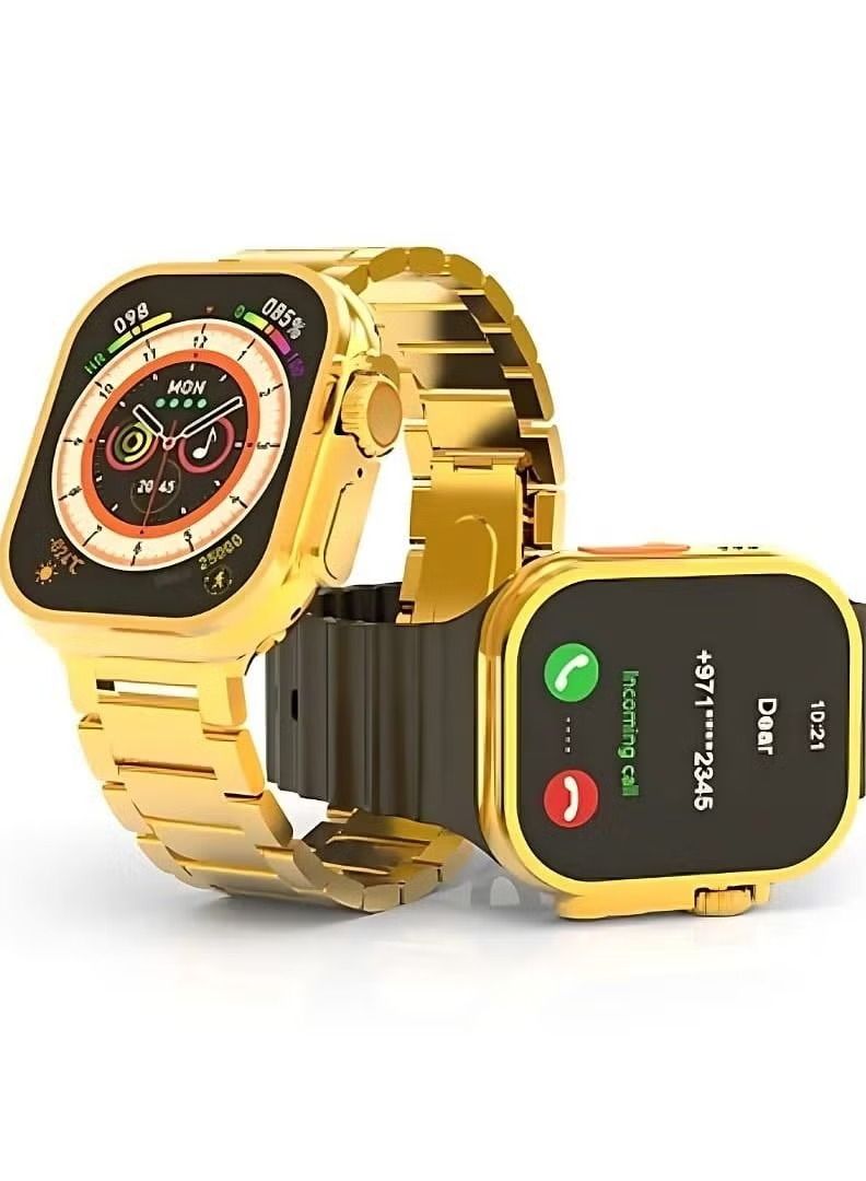 Haino Teko Germany G9 Ultra Max Smart Watch Golden Edition with NFC 49mm Bluetooth Call Wireless Charging Always on Display for Men's and Women's One Extra Strap - Image 1