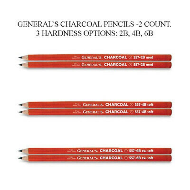 General's Charcoal Pencil Bundle: 2B Medium, 4B Soft, 6B Extra Soft - 557 Series, 12 Pencils Each Box, Total of 36 Pencils for Drawing Class, Painting, Sketching, Portraits - Image 2
