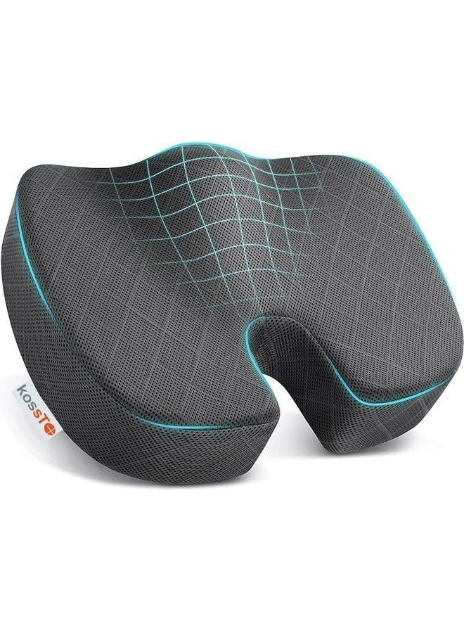 kossto Ultimate Pro Seat Cushion & Backrest Cushion Combo, Relieves Back, Coccyx Pain, Memory Foam for Orthopedic Support, for Long Sitting Hours on Office/Home Chair with 2 Years Warranty (Silver)
