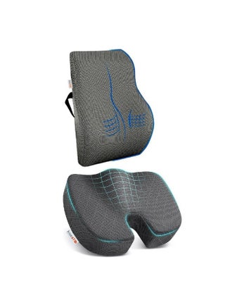 kossto Ultimate Pro Seat Cushion & Backrest Cushion Combo, Relieves Back, Coccyx Pain, Memory Foam for Orthopedic Support, for Long Sitting Hours on Office/Home Chair with 2 Years Warranty (Silver) - pzsku/Z0B708D5621AC12DE6ED4Z/45/1752068991/4a82d490-bce6-48a1-8be4-6d2eb0f33e5a