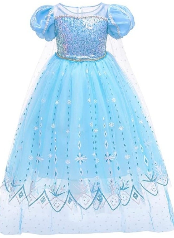 GGEROU أزياء ملكة الثلج للبنات، ملابس كوسبلاي للبنات، فستان أميرة عيد الميلاد، فستان حفلة كوسبلاي للبنات مع مجموعة إكسسوارات - Image 2