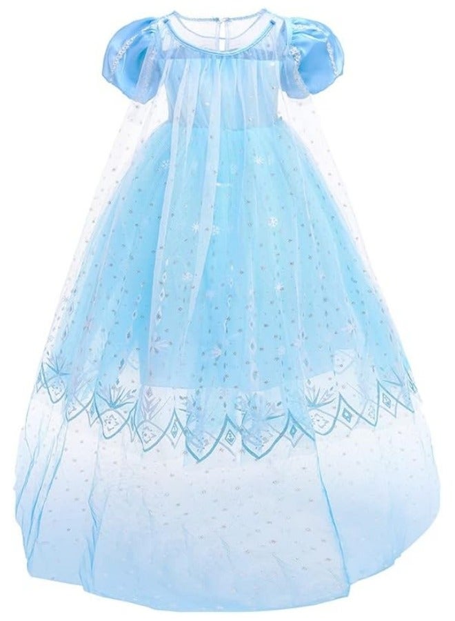 GGEROU أزياء ملكة الثلج للبنات، ملابس كوسبلاي للبنات، فستان أميرة عيد الميلاد، فستان حفلة كوسبلاي للبنات مع مجموعة إكسسوارات - Image 4