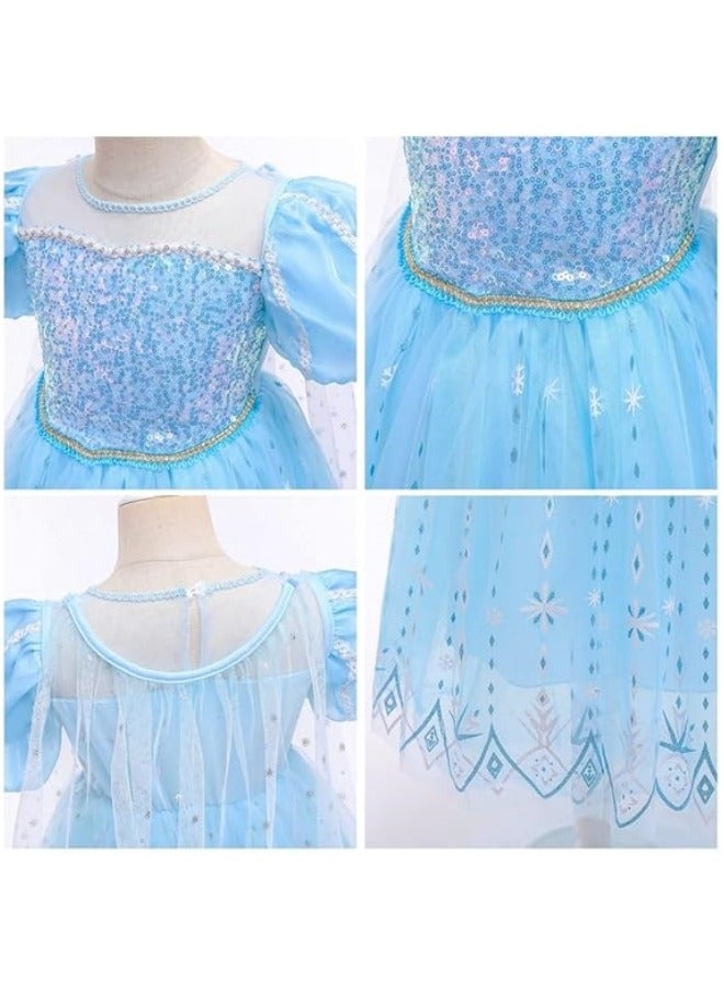 GGEROU أزياء ملكة الثلج للبنات، ملابس كوسبلاي للبنات، فستان أميرة عيد الميلاد، فستان حفلة كوسبلاي للبنات مع مجموعة إكسسوارات - Image 5