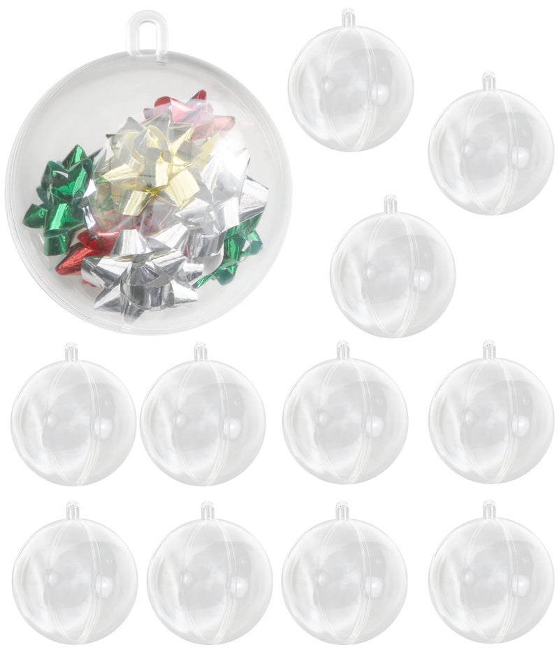 Iconikal Fillable Craft Clear Plastic Ball Ornament 12Pack 275Inch 7cm