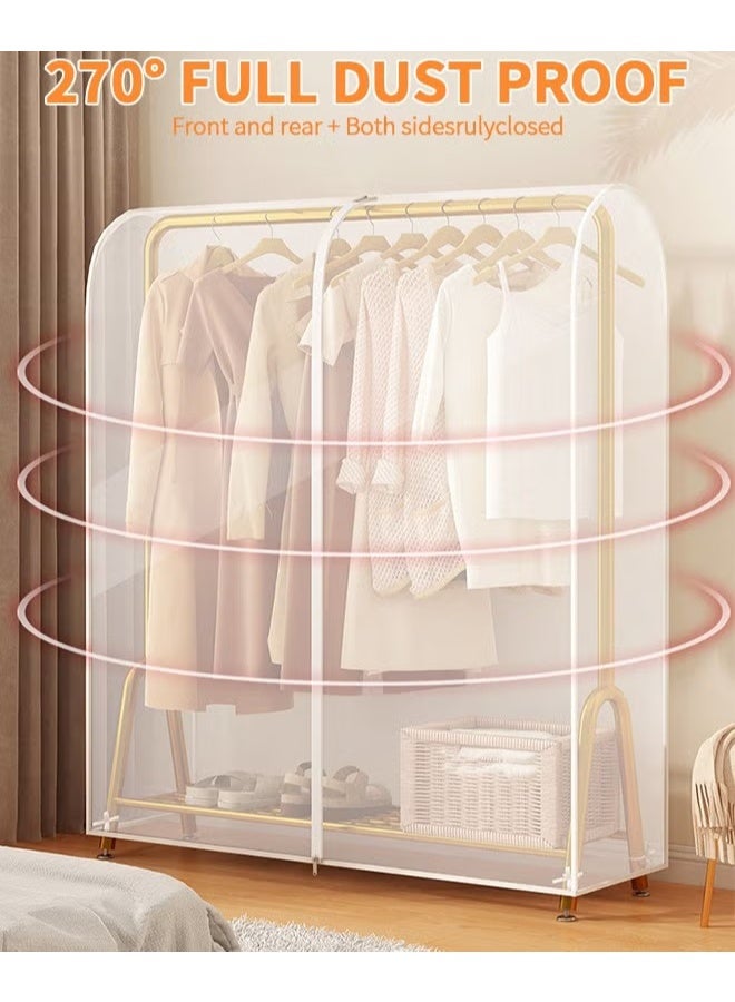 EETU Hanging Garment Bags,Extra Large Clear Garment Rack Cover,Dustproof Waterproof Storage Bag For Wardrobe With Full Zipper,120x50x150cm - Image 5