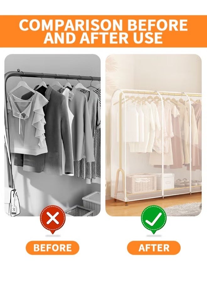 EETU Hanging Garment Bags,Extra Large Clear Garment Rack Cover,Dustproof Waterproof Storage Bag For Wardrobe With Full Zipper,120x50x150cm - Image 2