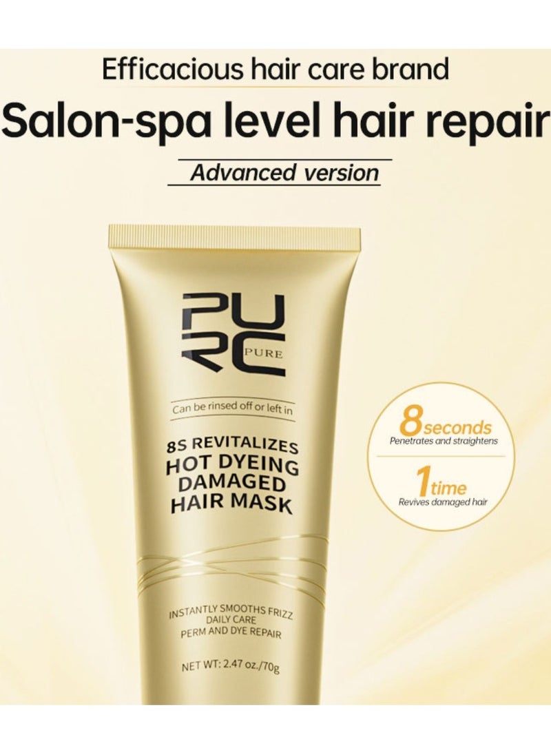PURC - 70g 8S Revitalizes Hot Dyeing Damaged Hair Mask Keratin Damaged Hair Repair Mask Hair Treatment Masks Intensive Repair Hair Treatment Mask with Keratin Protein for Hair Repair and Nourishment - Image 1