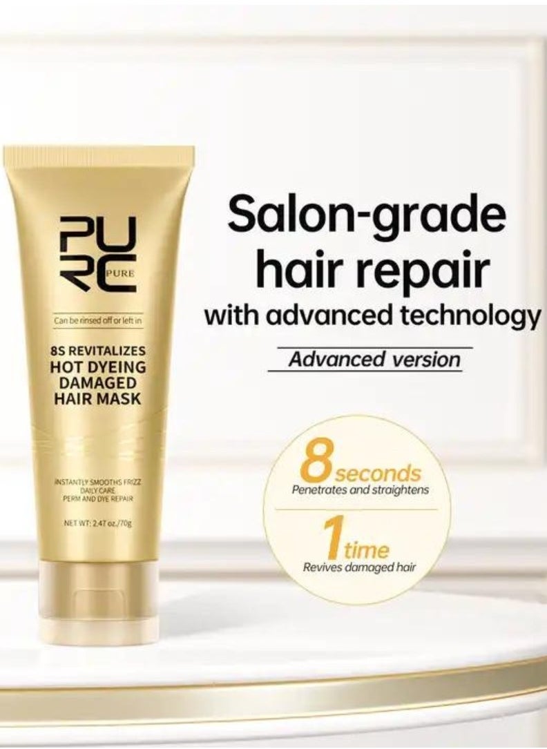 PURC - 70g 8S Revitalizes Hot Dyeing Damaged Hair Mask Keratin Damaged Hair Repair Mask Hair Treatment Masks Intensive Repair Hair Treatment Mask with Keratin Protein for Hair Repair and Nourishment - Image 1