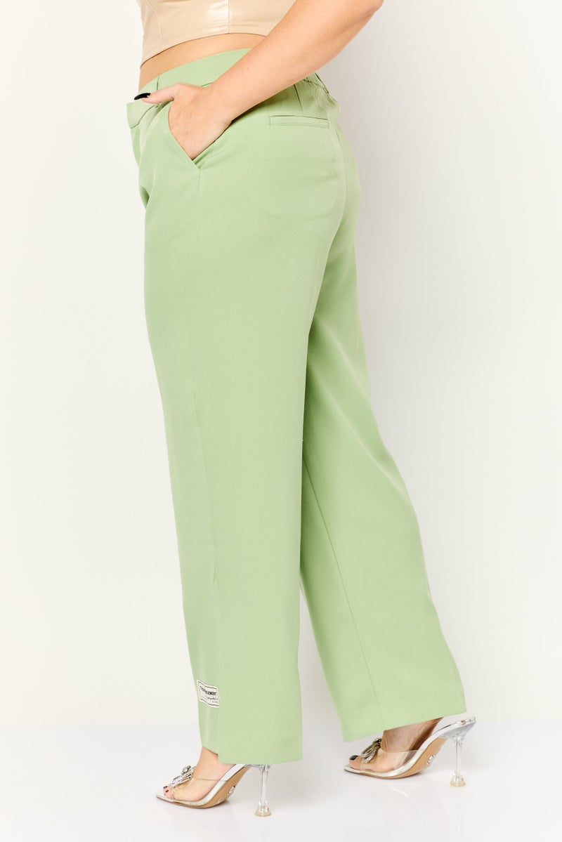 The Giving Movement Women Regular Fit Embroidered Logo Flare Pants, Sage - Image 2