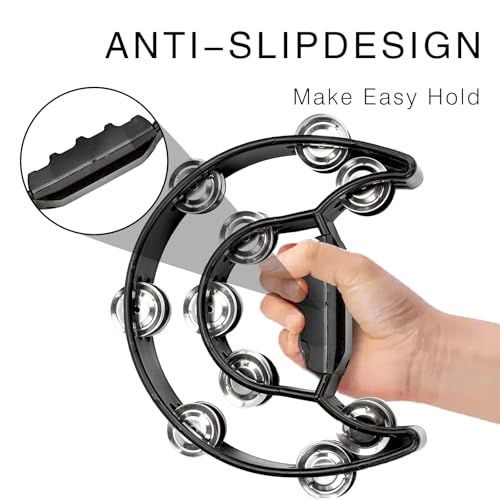 Soulmate Tambourine Metal Jingles Hand Held Percussion Half-Moon Double Row Tambourine for Kids Adult Musical Instrument Gift for KTV, Party, Green - Image 3
