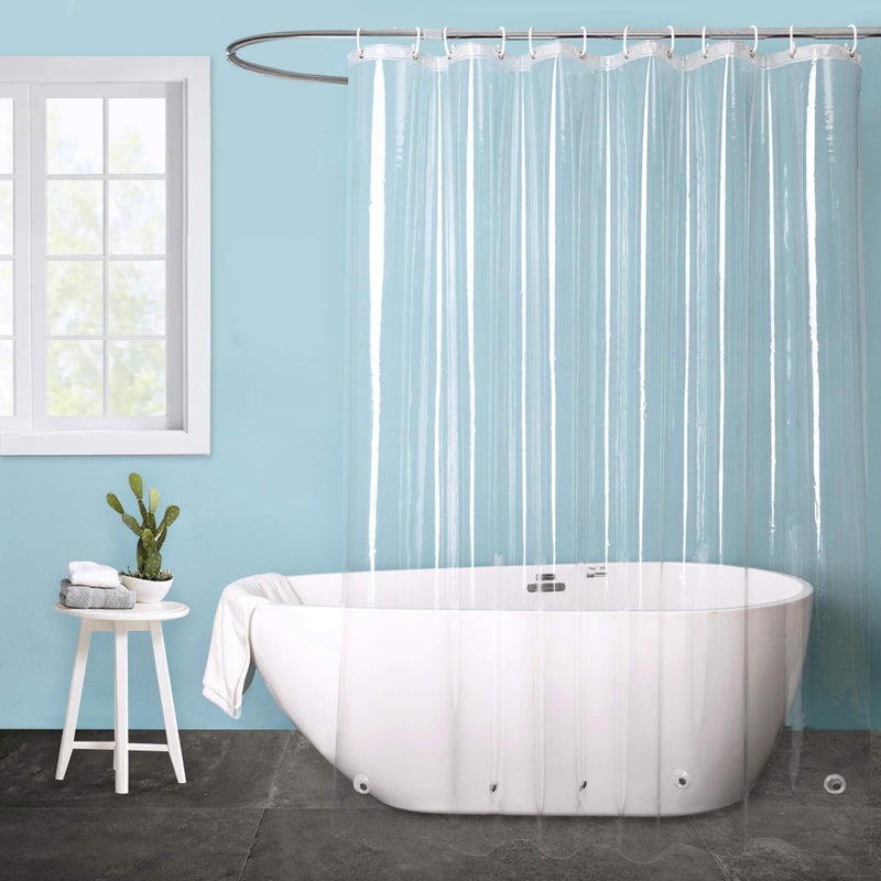 EurCross Clear Shower Curtain Liner 74 inch Long EVA Waterproof Plastic Bathroom Curtain Shower Liner72x74 inches with 5 Weight Bottom Magnets Transparent