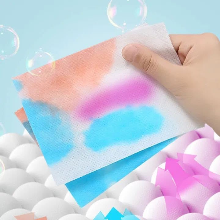 RAALIYA Fabric Clothes Color Absorb Paper for Washing Machine Colour Dirt Catcher AntiString Dyeing Laundry Paper Washing Machine Anti Dyeing Color Absorption Paper Wipe Pack of 50 - Image 2