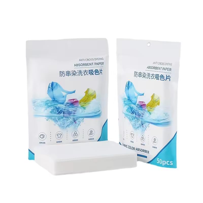 RAALIYA Fabric Clothes Color Absorb Paper for Washing Machine Colour Dirt Catcher AntiString Dyeing Laundry Paper Washing Machine Anti Dyeing Color Absorption Paper Wipe Pack of 50 - Image 1