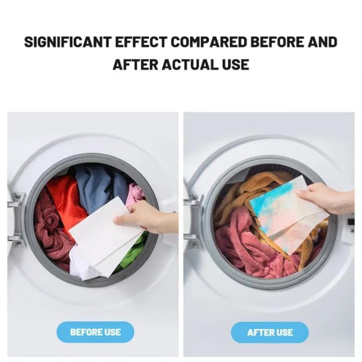 RAALIYA Fabric Clothes Color Absorb Paper for Washing Machine Colour Dirt Catcher AntiString Dyeing Laundry Paper Washing Machine Anti Dyeing Color Absorption Paper Wipe Pack of 50 - Image 5