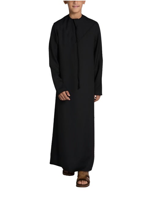 Boy’s Emirati Kandura | Stitched Traditional Kids Arabic Thobe, Dishdasha, Kaftan for Boys | Long Sleeve Islamic Arab Dress with Side Pocket