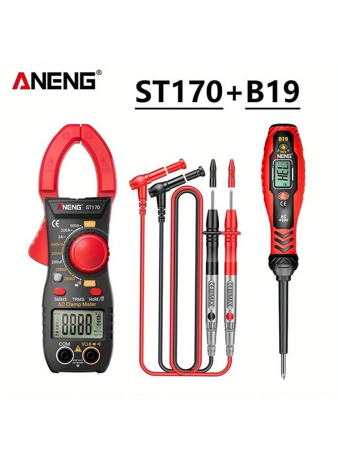 ANENG ST170 Red B19 Cross Clamp Meter Multifunctional Tester LED Screen Voltage Current - Image 1
