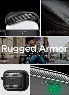 Spigen Spigen Rugged Armor for Airpods Pro 2 Case Cover with Carabiner - Matte Black  - Image 2