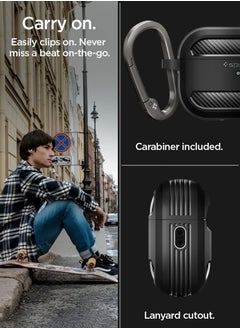 Spigen Spigen Rugged Armor for Airpods Pro 2 Case Cover with Carabiner - Matte Black  - Image 4