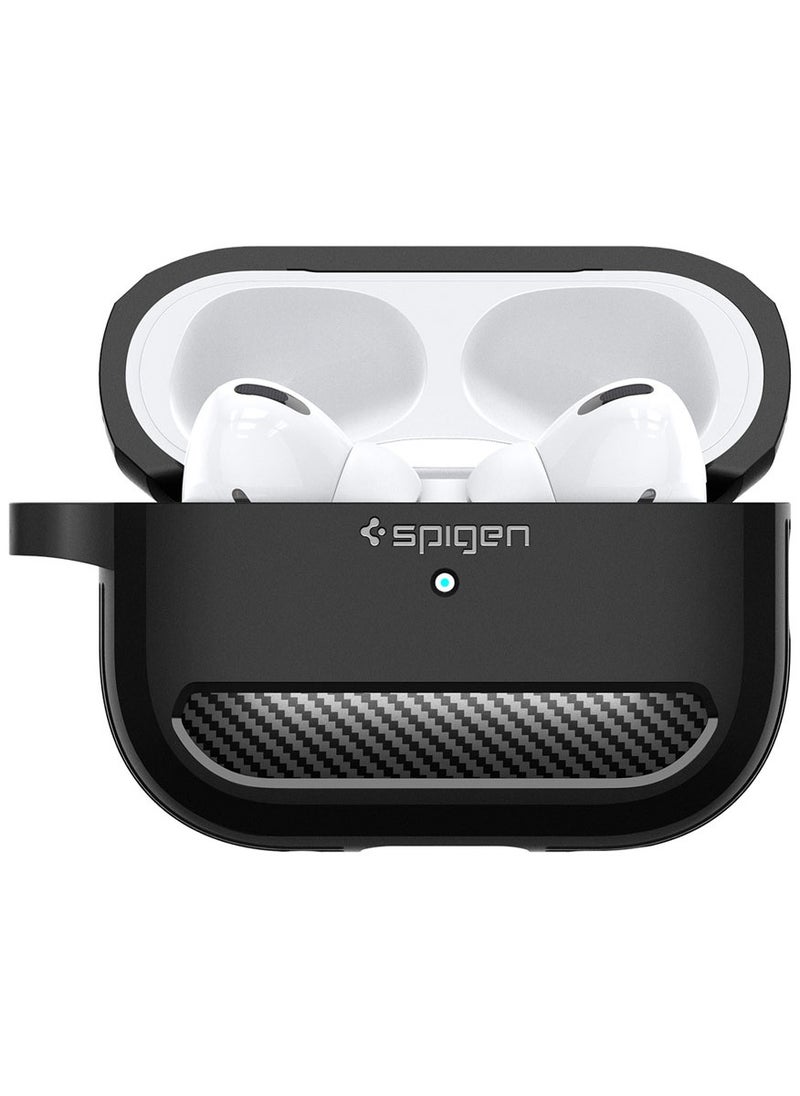 Rugged Armor for Airpods Pro 2 Case Cover with Carabiner - Matte Black