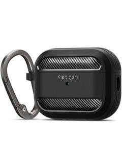 Spigen Spigen Rugged Armor for Airpods Pro 2 Case Cover with Carabiner - Matte Black  - Image 1