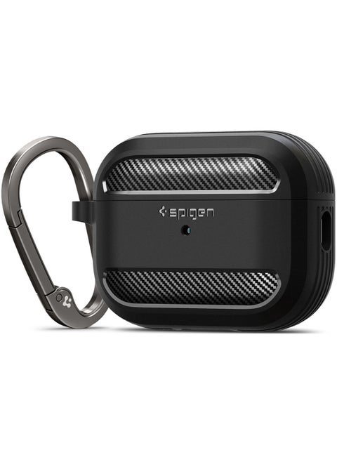 Rugged Armor for Airpods Pro 2 Case Cover with Carabiner - Matte Black
