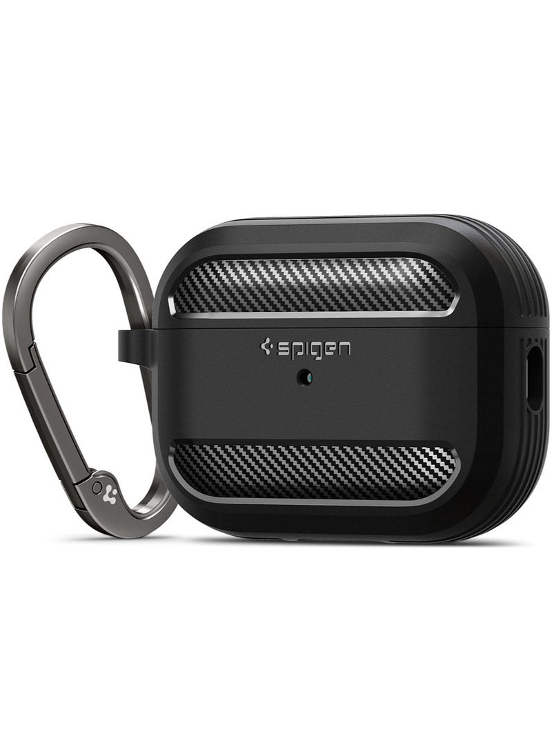 Spigen غطاء حماية Spigen Rugged Armor لجهاز Airpods Pro 2 مع حلقة تسلق - أسود مطفي  - Image 1