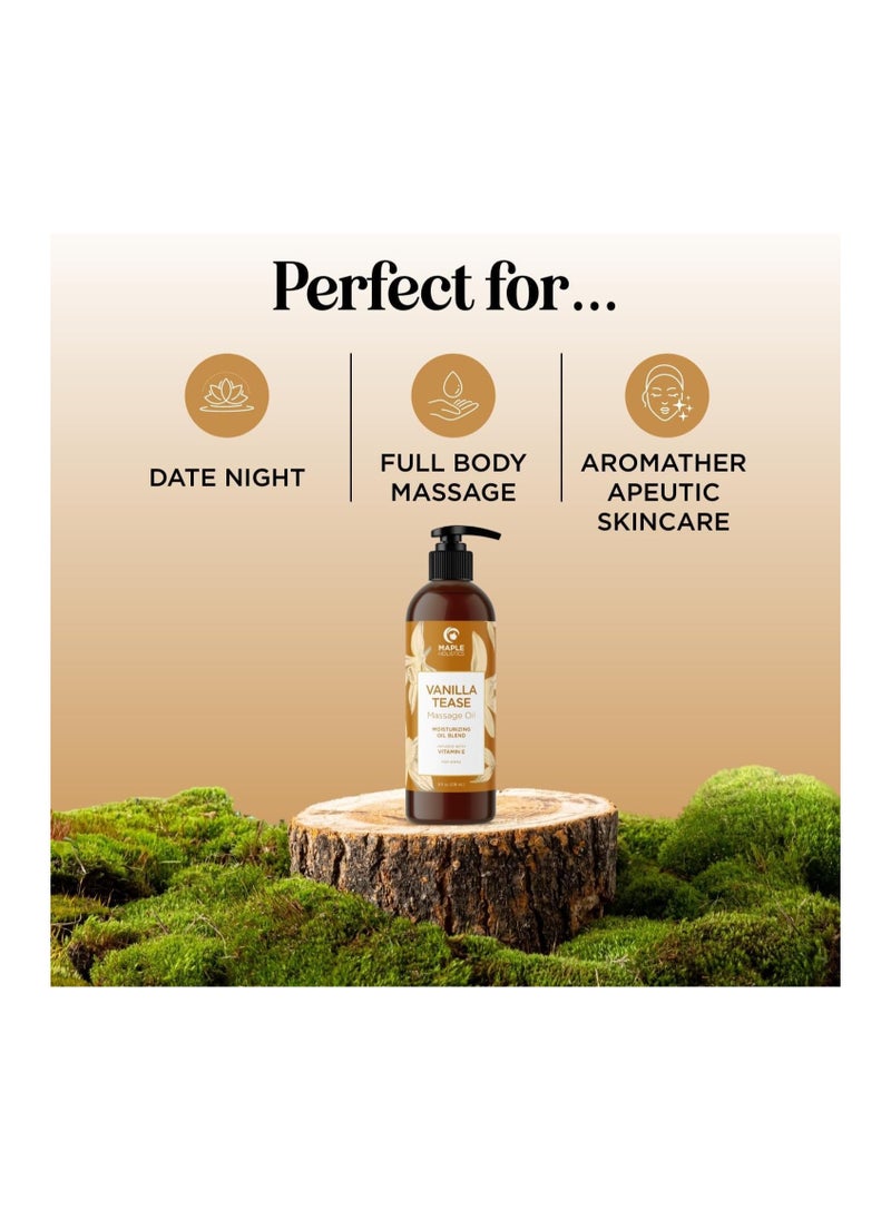 Maple Holistics - Vanilla Sensual Massage Oil For Couples Irresistible Full Body Massage Oil For Date Night With Smooth Gliding Coconut And Sweet Almond Oil With Dreamy Vanilla Scent Non Gmo Gluten Free And Vegan - Image 1