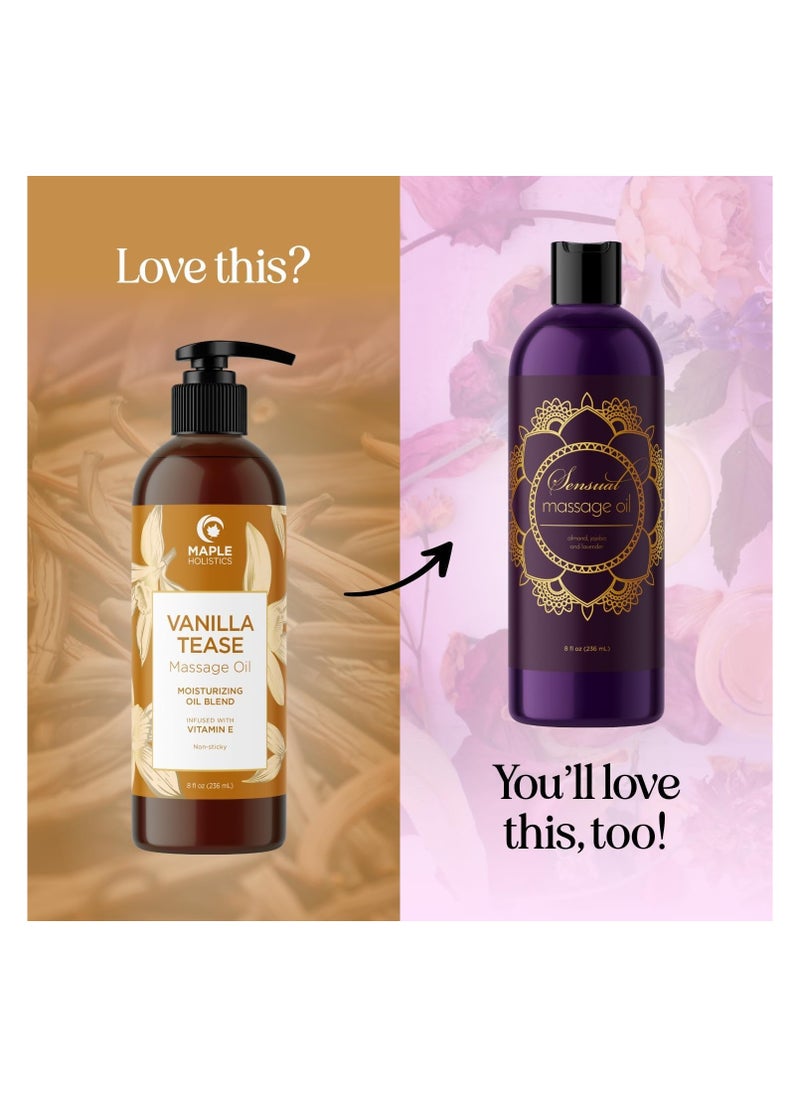 Maple Holistics - Vanilla Sensual Massage Oil For Couples Irresistible Full Body Massage Oil For Date Night With Smooth Gliding Coconut And Sweet Almond Oil With Dreamy Vanilla Scent Non Gmo Gluten Free And Vegan - Image 1