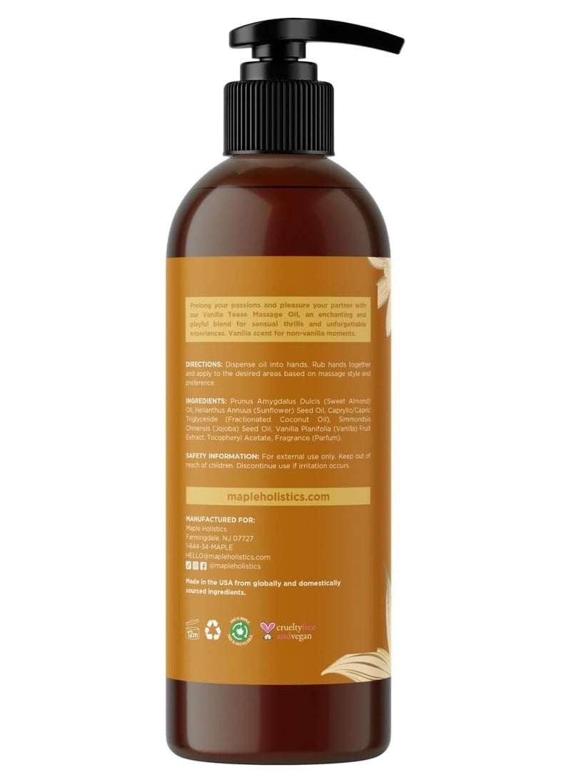 Maple Holistics - Vanilla Sensual Massage Oil For Couples Irresistible Full Body Massage Oil For Date Night With Smooth Gliding Coconut And Sweet Almond Oil With Dreamy Vanilla Scent Non Gmo Gluten Free And Vegan - Image 1