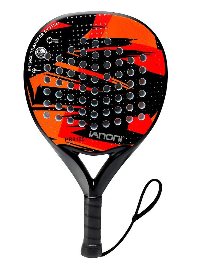 ianoni IANONI Paddle Tennis Racket Carbon Fiber Surface with EVA Memory Flex Foam Core Padel Tennis Racquets. (Red) - Image 1