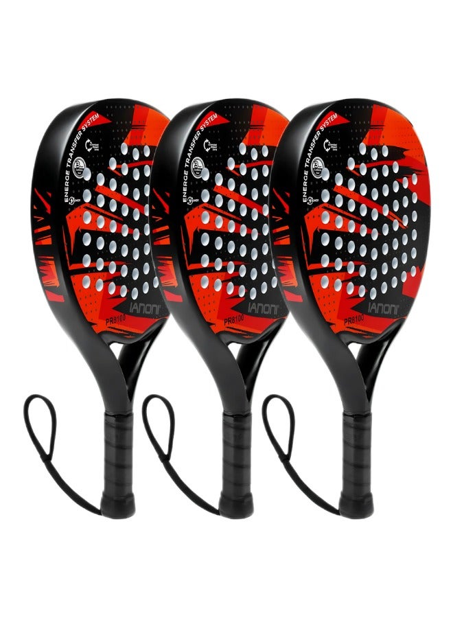 مضرب بادل من ايانوني شكل مجداف مصنوع من الياف كربونية، مضرب تنس بقلب من اسفنج (EVA) وميموري فوم المرن. (أحمر)