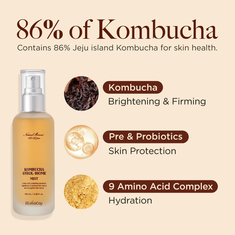 Elishacoy Kombucha Gyeol Biome Mist - Hydrating & Skin Smoothing Face Spray - Vegan Formula 3.38 fl.oz/100ml - Image 4