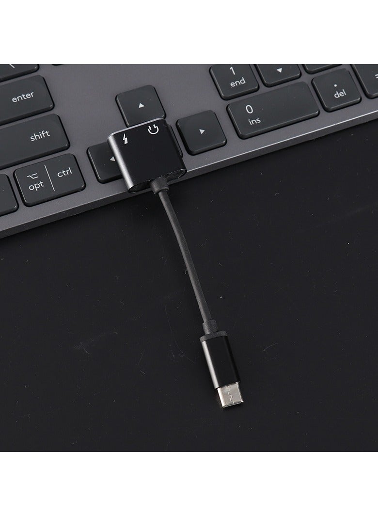 Type-C to 3.5mm 2 in 1 USB Type C Cable Stereo Headphone Converter Listening to Music Charging Call Recording Audio Converter Adapter Black