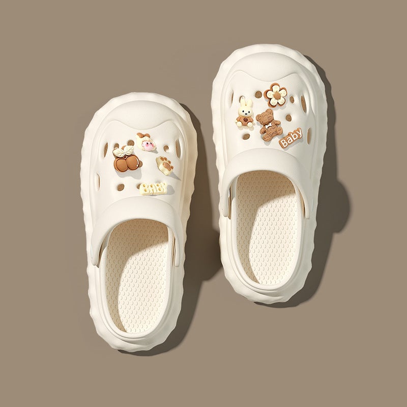Women's White Clog Sandals Summer Outdoor Anti-Slip Thick Sole Slides - Image 1