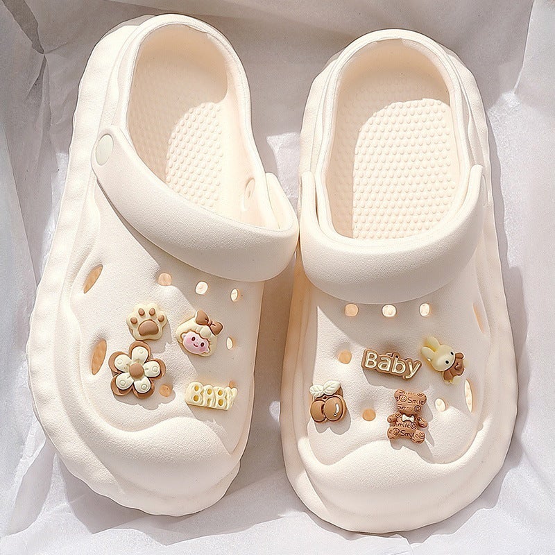 Women's White Clog Sandals Summer Outdoor Anti-Slip Thick Sole Slides - Image 4